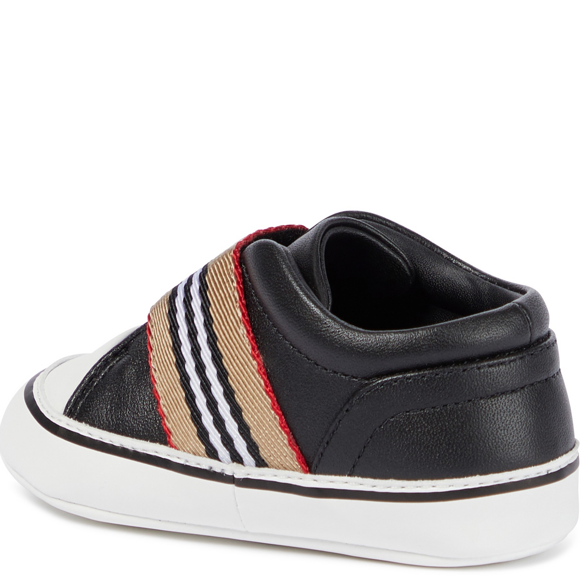 BURBERRY Baby Black Icon Stripe Strap Slip-on Sneakers