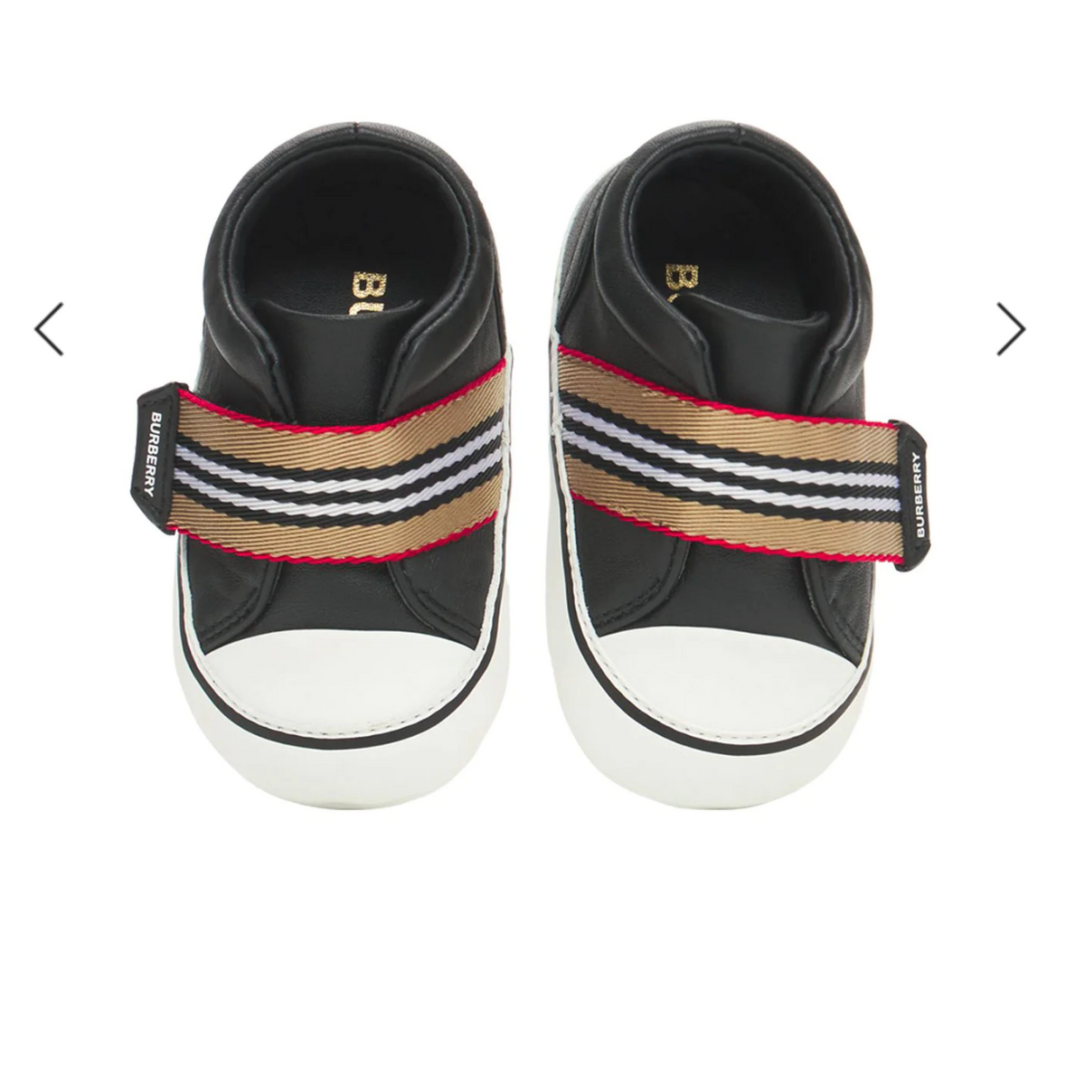 BURBERRY Baby Black Icon Stripe Strap Slip-on Sneakers