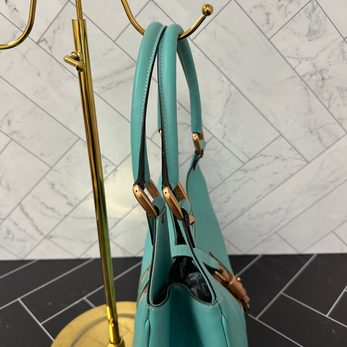 Gucci Teal Leather Jackie Shoulder Bag