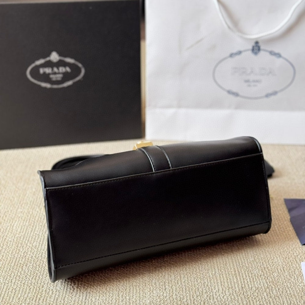PR MEDIUM LEATHER TOTE BAG BLACK 32CM