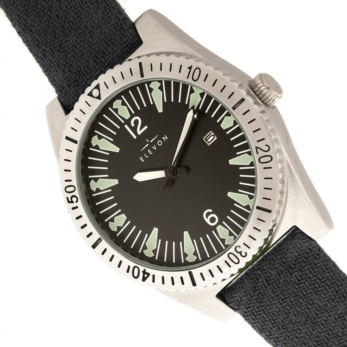 Elevon Jeppesen Pressed Wool Leather-Band Watch w/Date - Grey