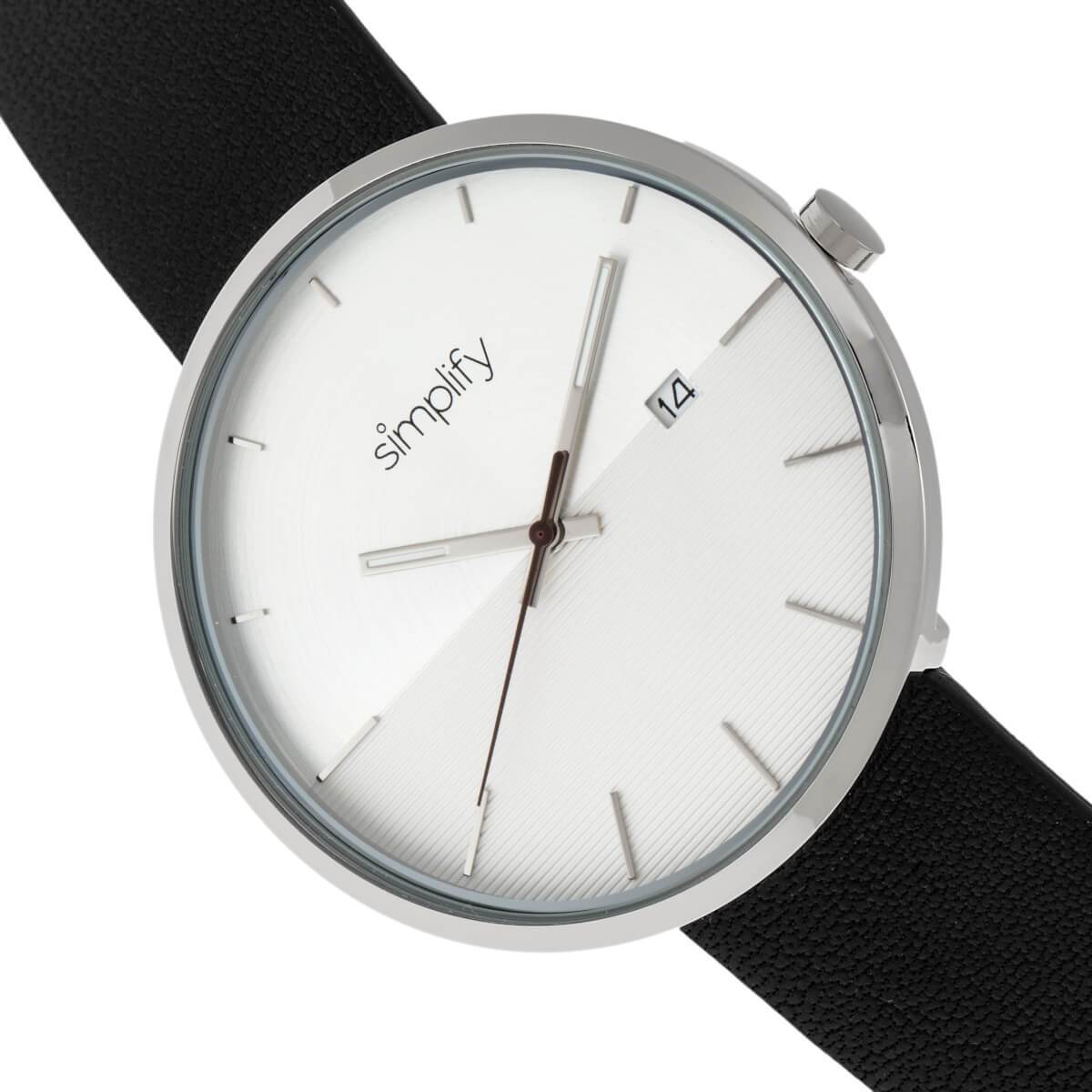 Simplify The 6400 Leather-Band Watch w/Date