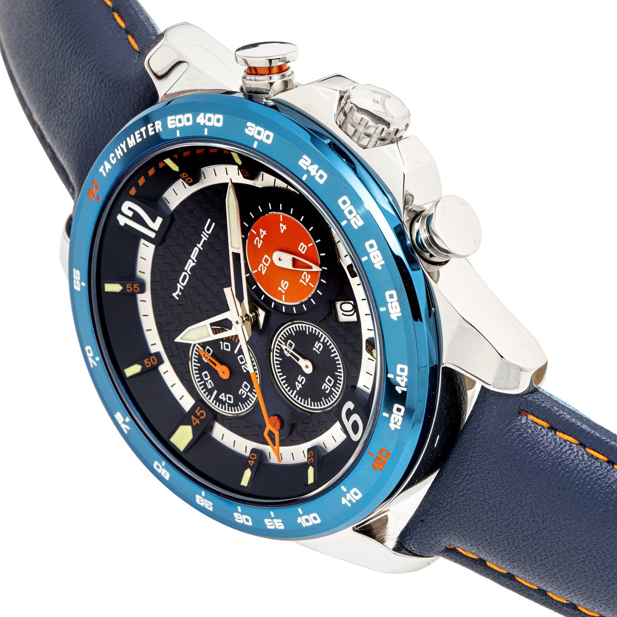 Morphic M88 Series Chronograph Leather-Band Watch w/Date