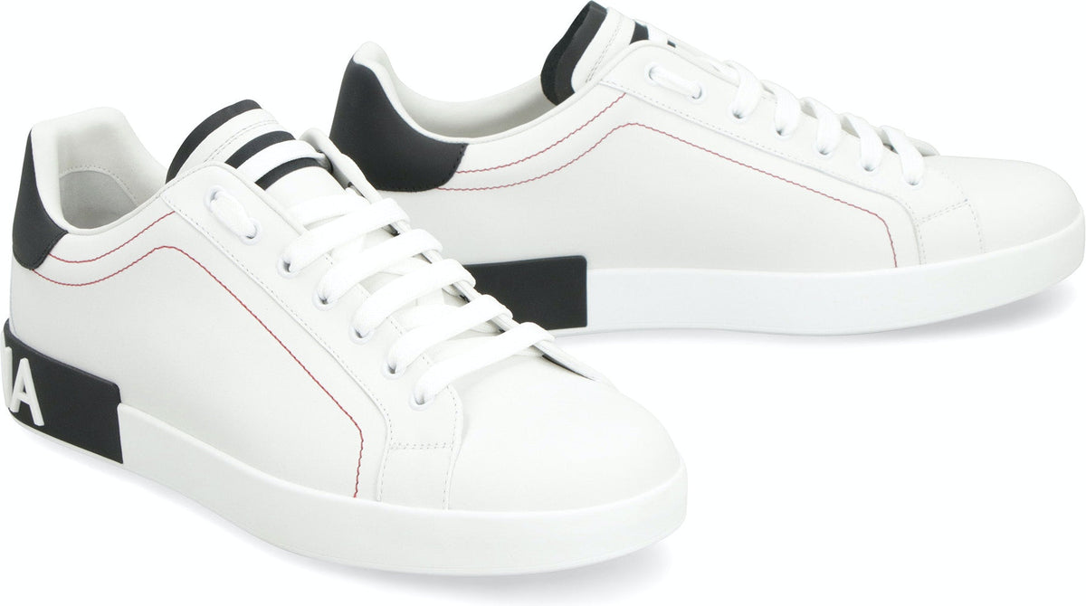 PORTOFINO WHITE/BLACK LEATHER TRAINER