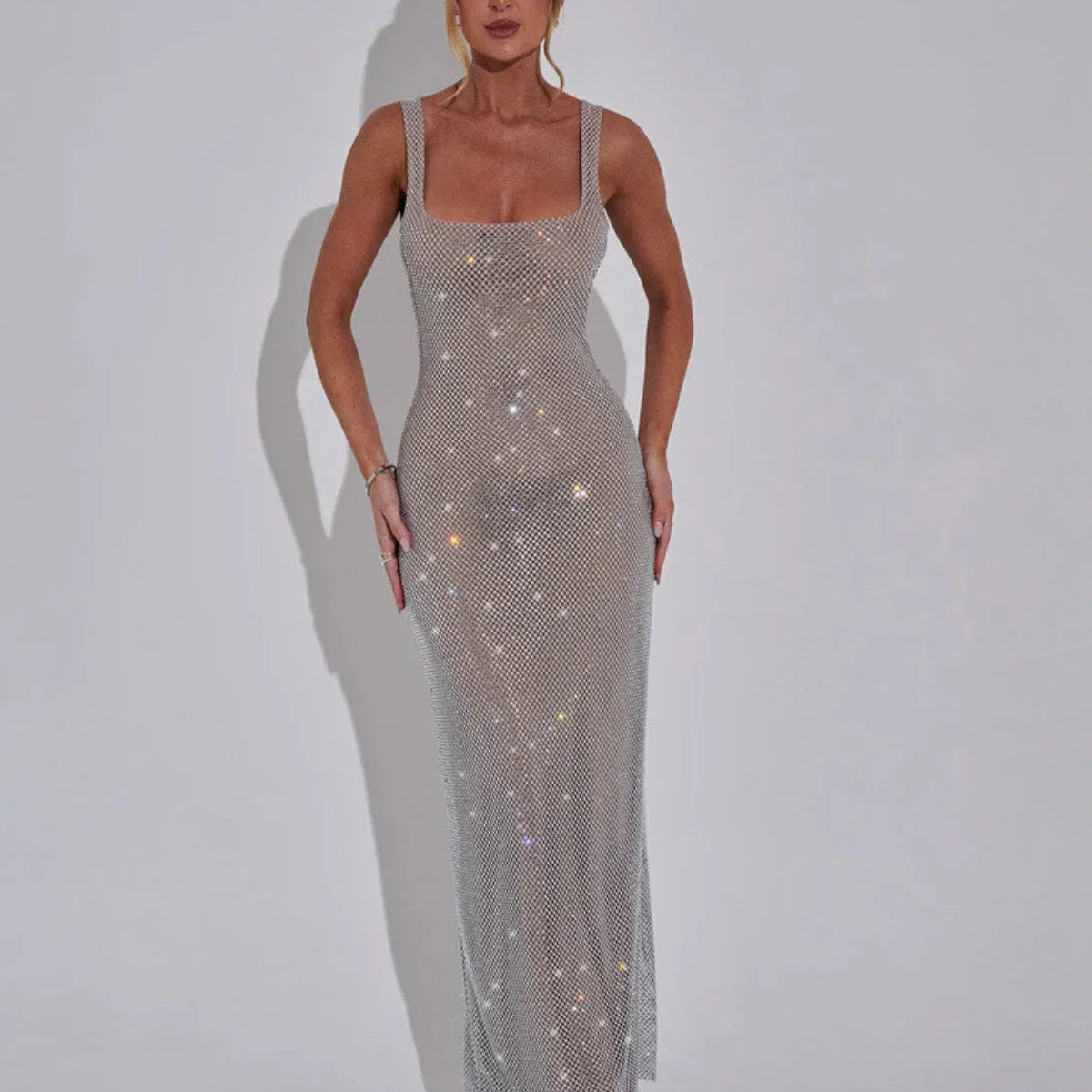 Celeste | Maxi Dress with Embellished Fabric
