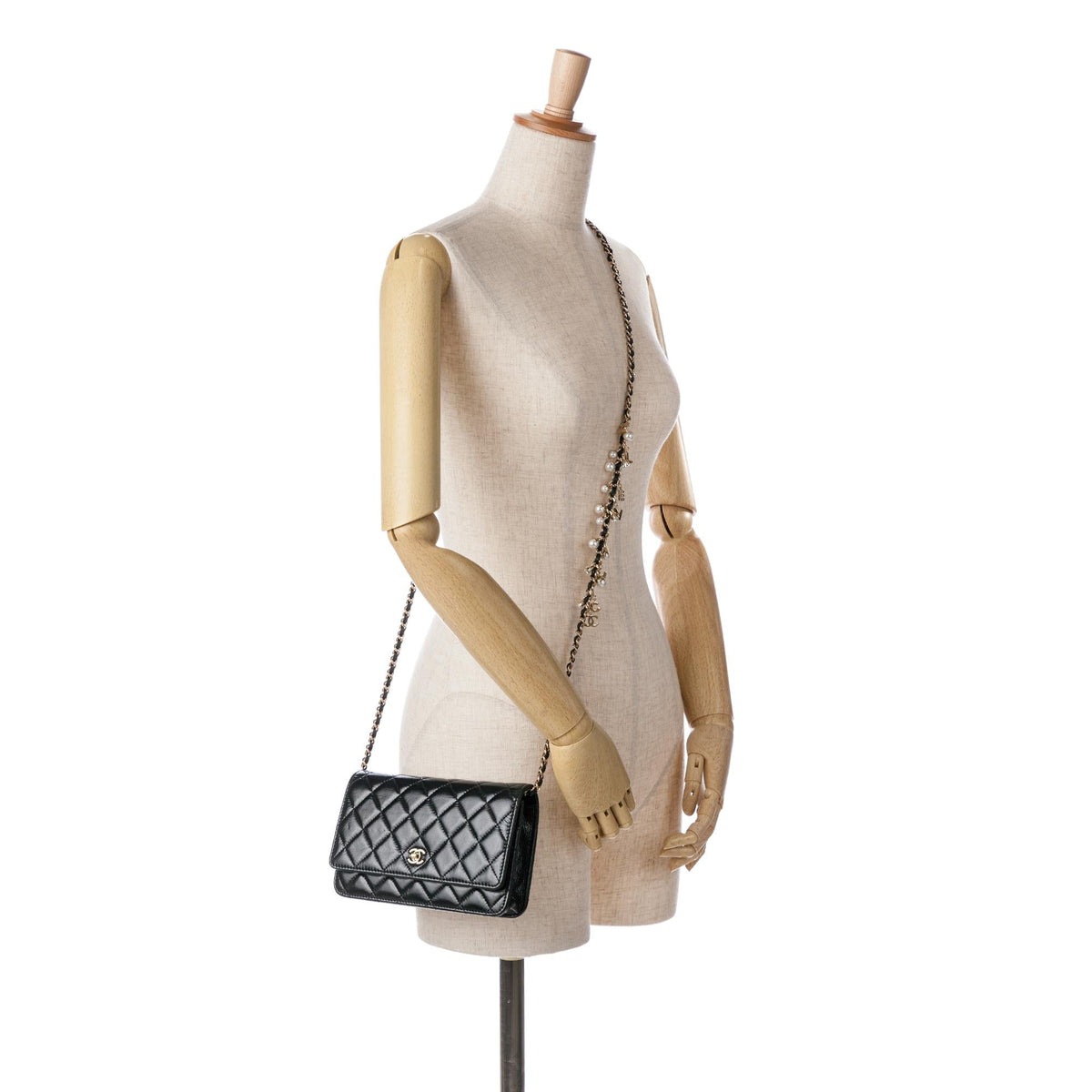 Top Quality Chanel Glazed Calfskin Pearl Charms Wallet On Chain (SHG-slyTlx)