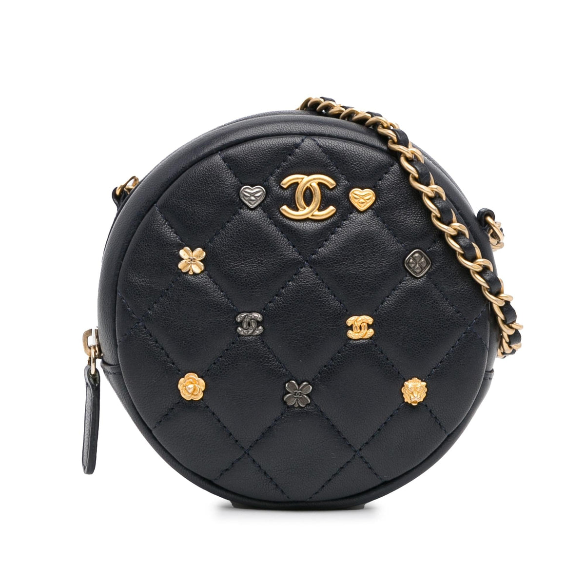 Top Quality Chanel Quilted Lambskin Lucky Charms Round Clutch with Chain (SHG-OY6cPQ)