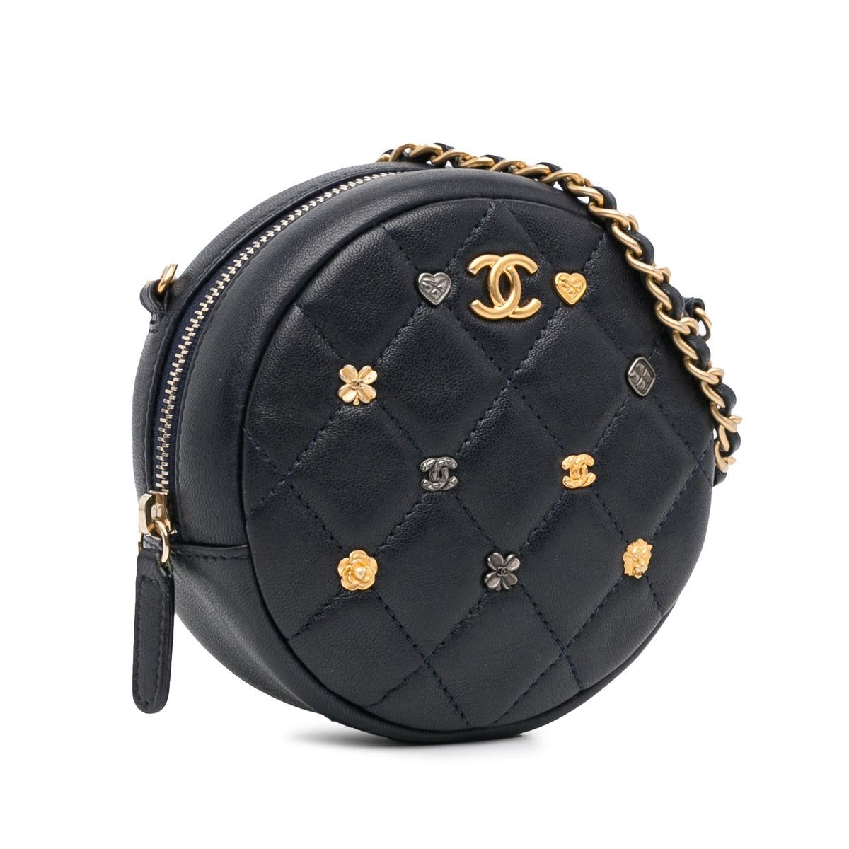 Top Quality Chanel Quilted Lambskin Lucky Charms Round Clutch with Chain (SHG-OY6cPQ)