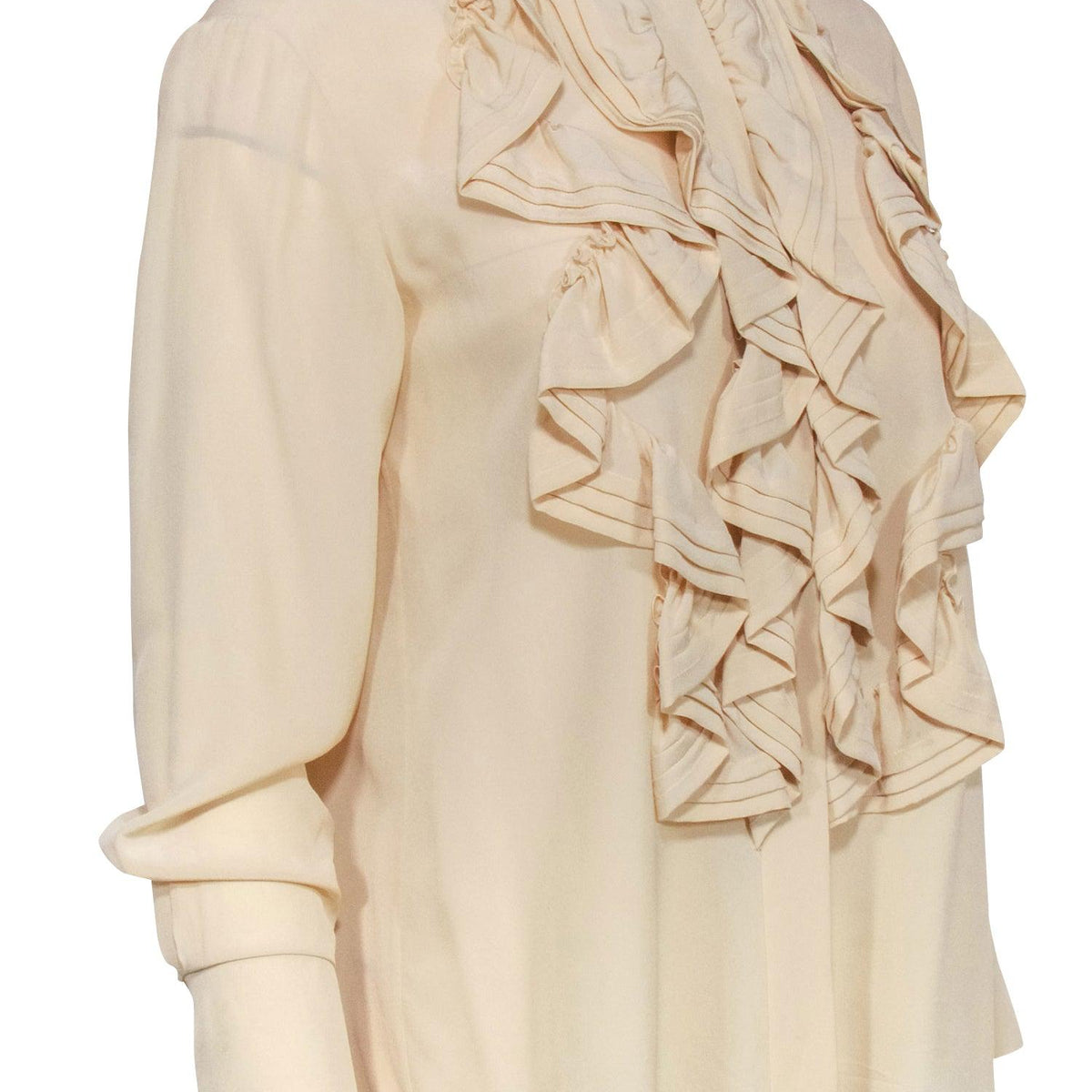 Chloe - Beige Ruffled Front Blouse Sz S