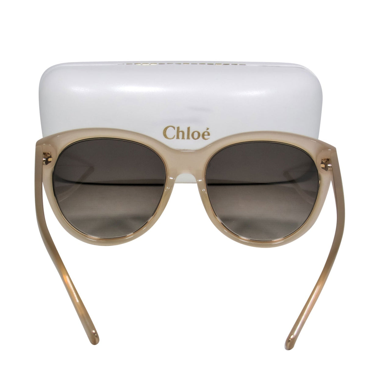 Chloe - Beige Studded Cat Eye Sunglasses