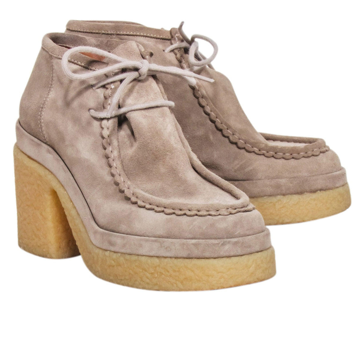 Chloe - Beige Suede Platform Booties Sz 10