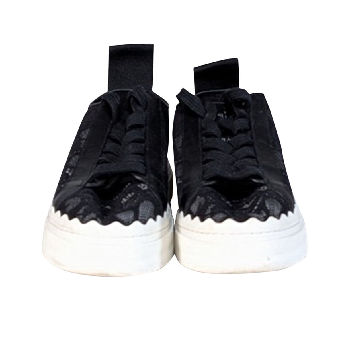 Chloe - Black Lace Lace Up Sneakers Sz 8