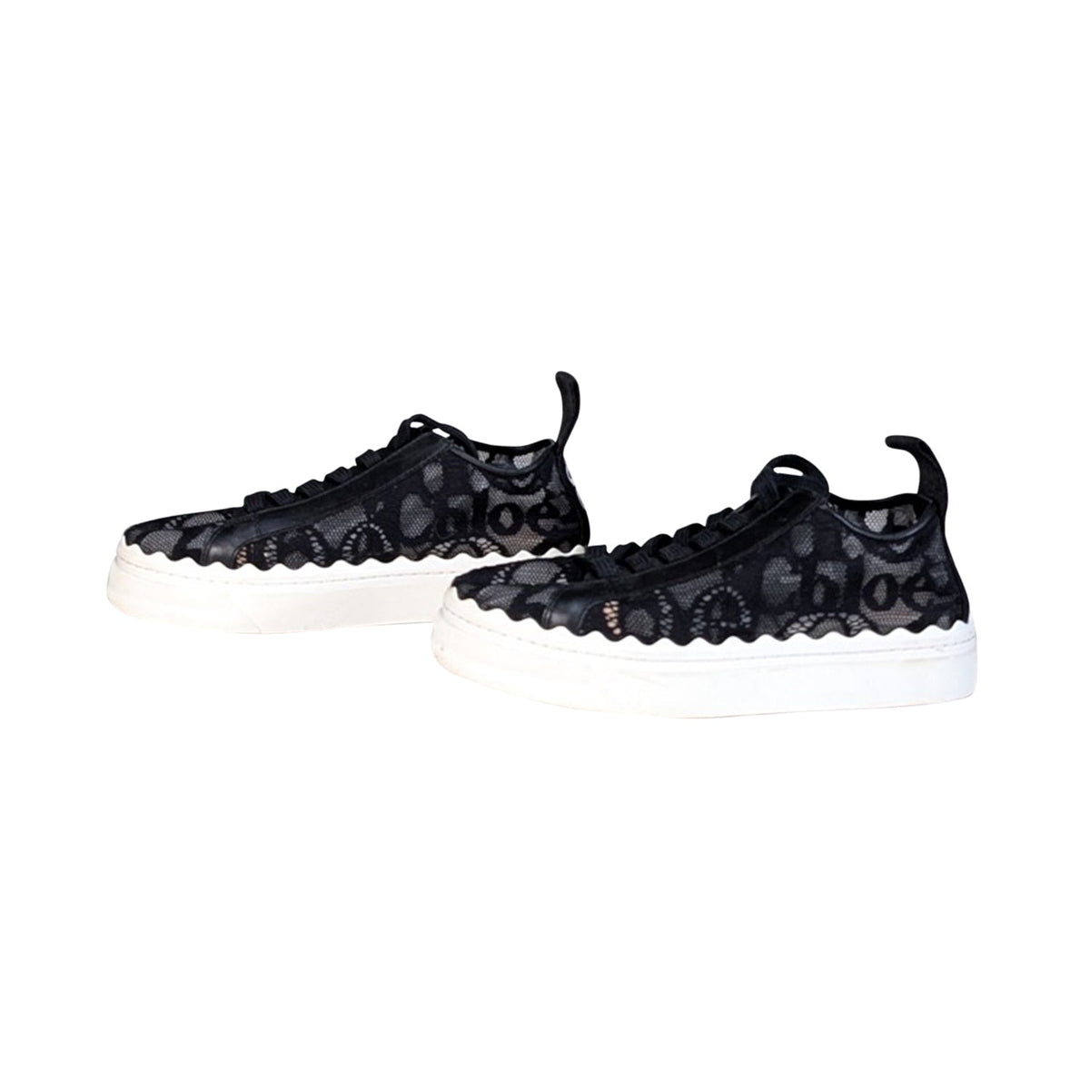 Chloe - Black Lace Lace Up Sneakers Sz 8