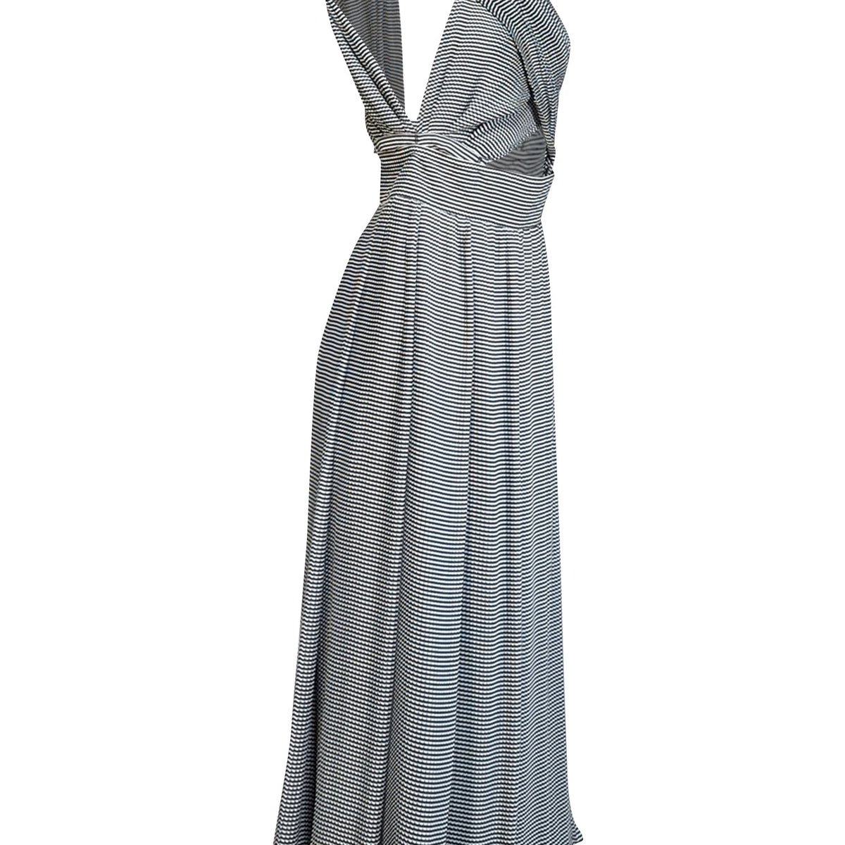 Chloe - Black & White Plisse Pleated Sleeveless Wrap Maxi Dress Sz 8