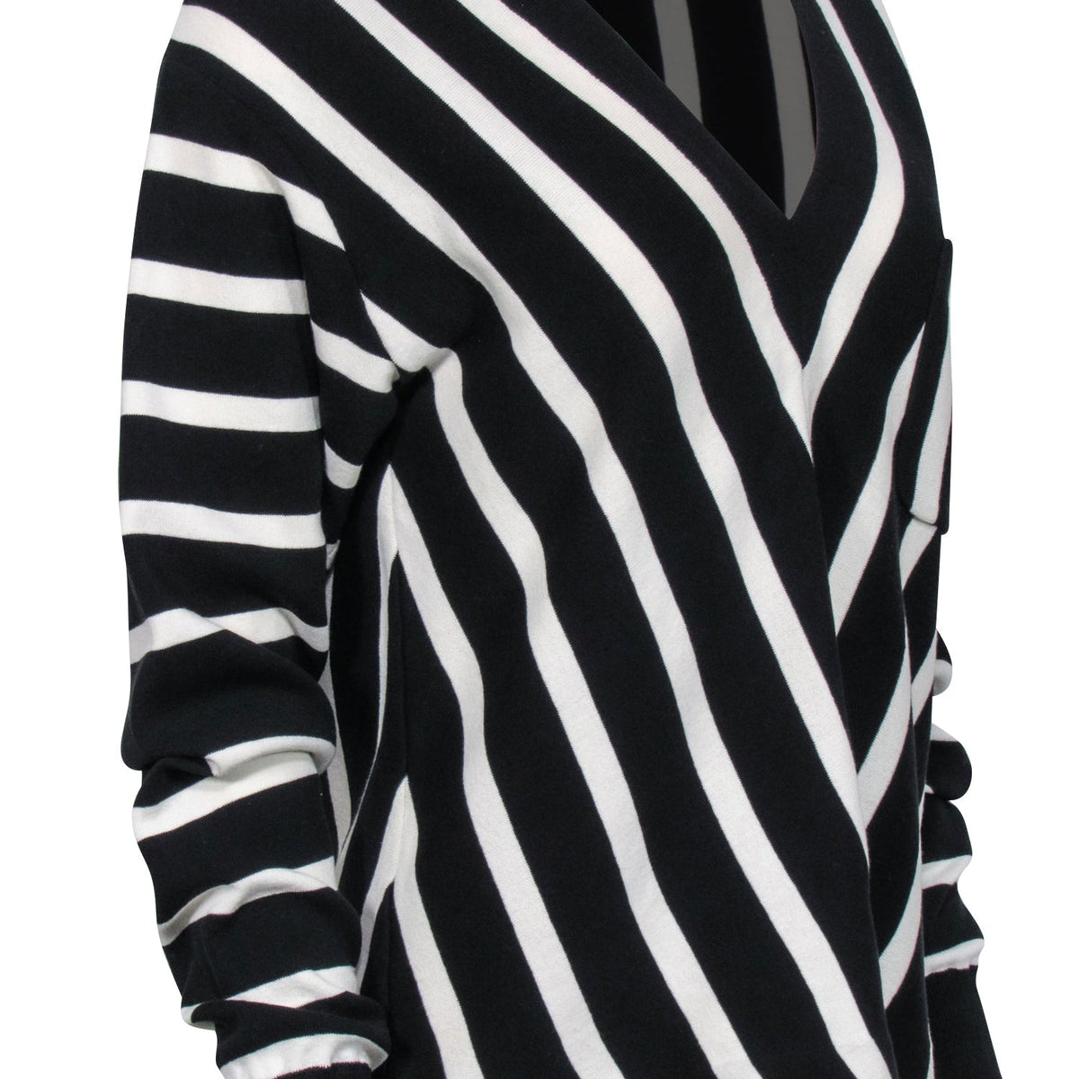 Chloe - Black & White Striped Cotton Sweater Sz L