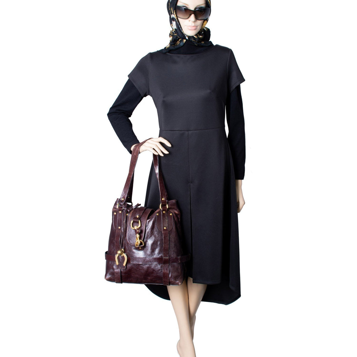 Chloe Brown Leather Horseshoe Equestrian Tote Bag