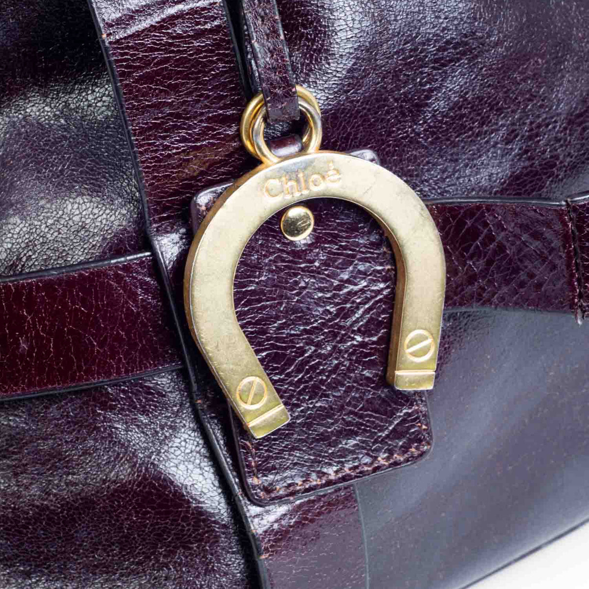 Chloe Brown Leather Horseshoe Equestrian Tote Bag