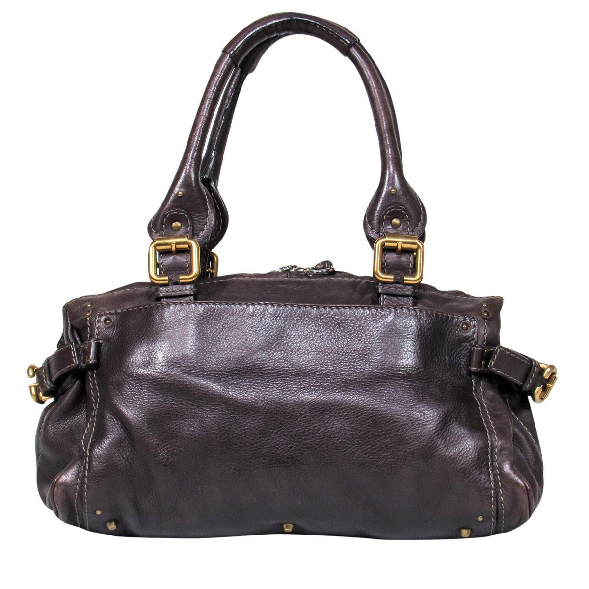 Chloe - Brown Leather Large Handbag w/ Lock & Chain