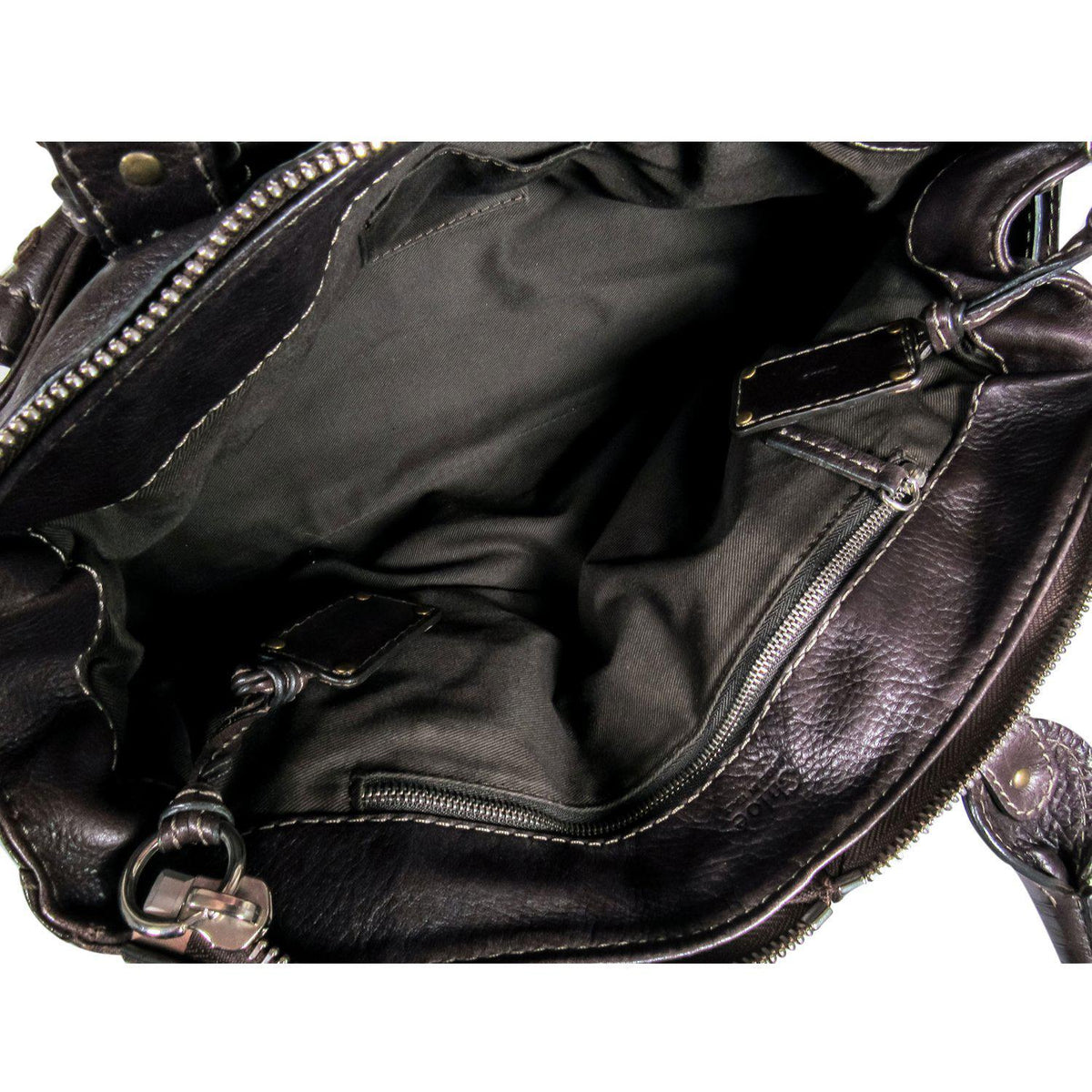 Chloe - Brown Leather Large Handbag w/ Lock & Chain