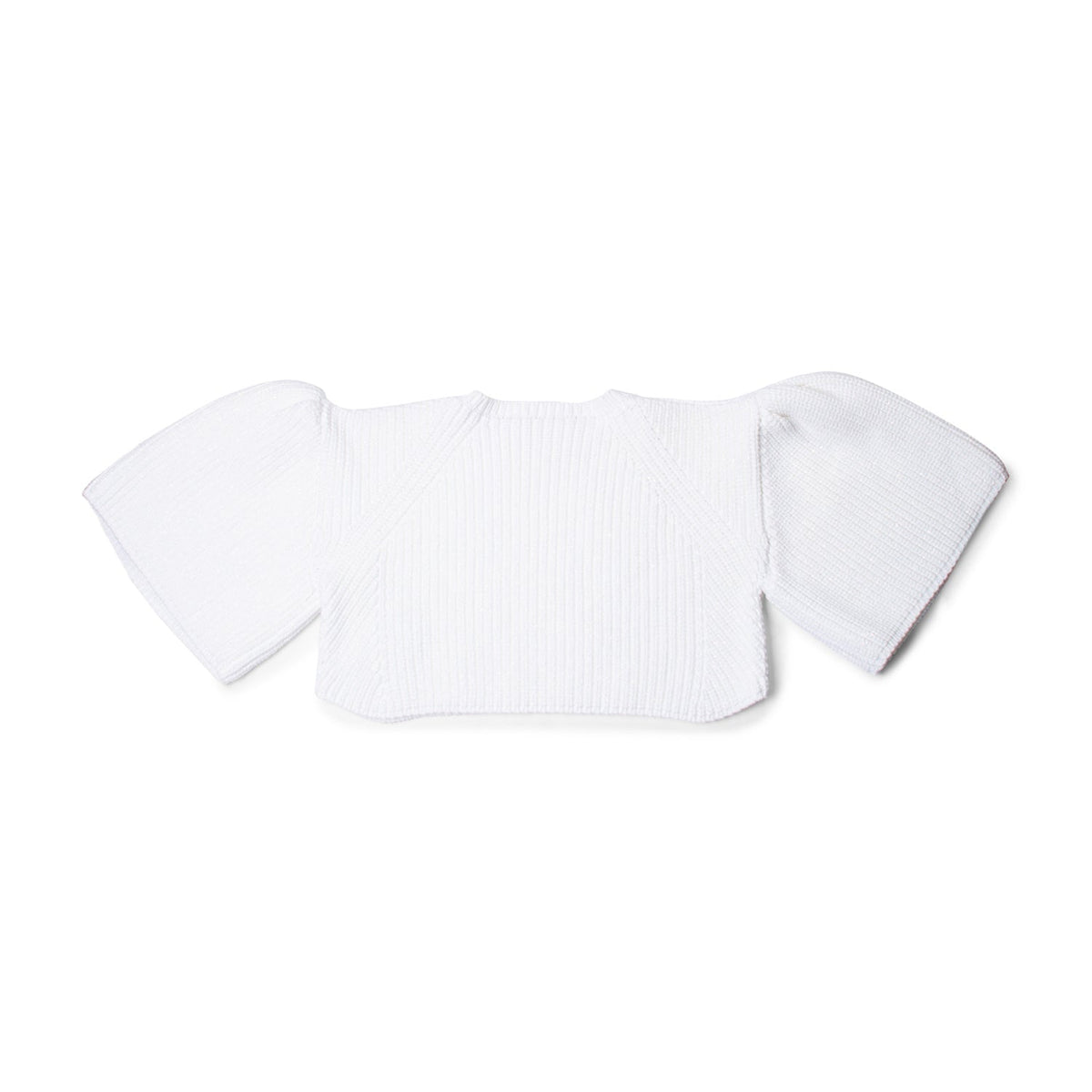 Chloe Cotton Balloon Sleeve Knitted Lurex Cropped Sweater White