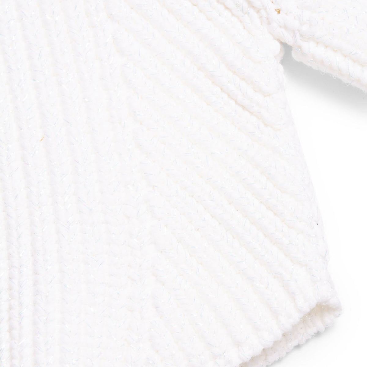 Chloe Cotton Balloon Sleeve Knitted Lurex Cropped Sweater White