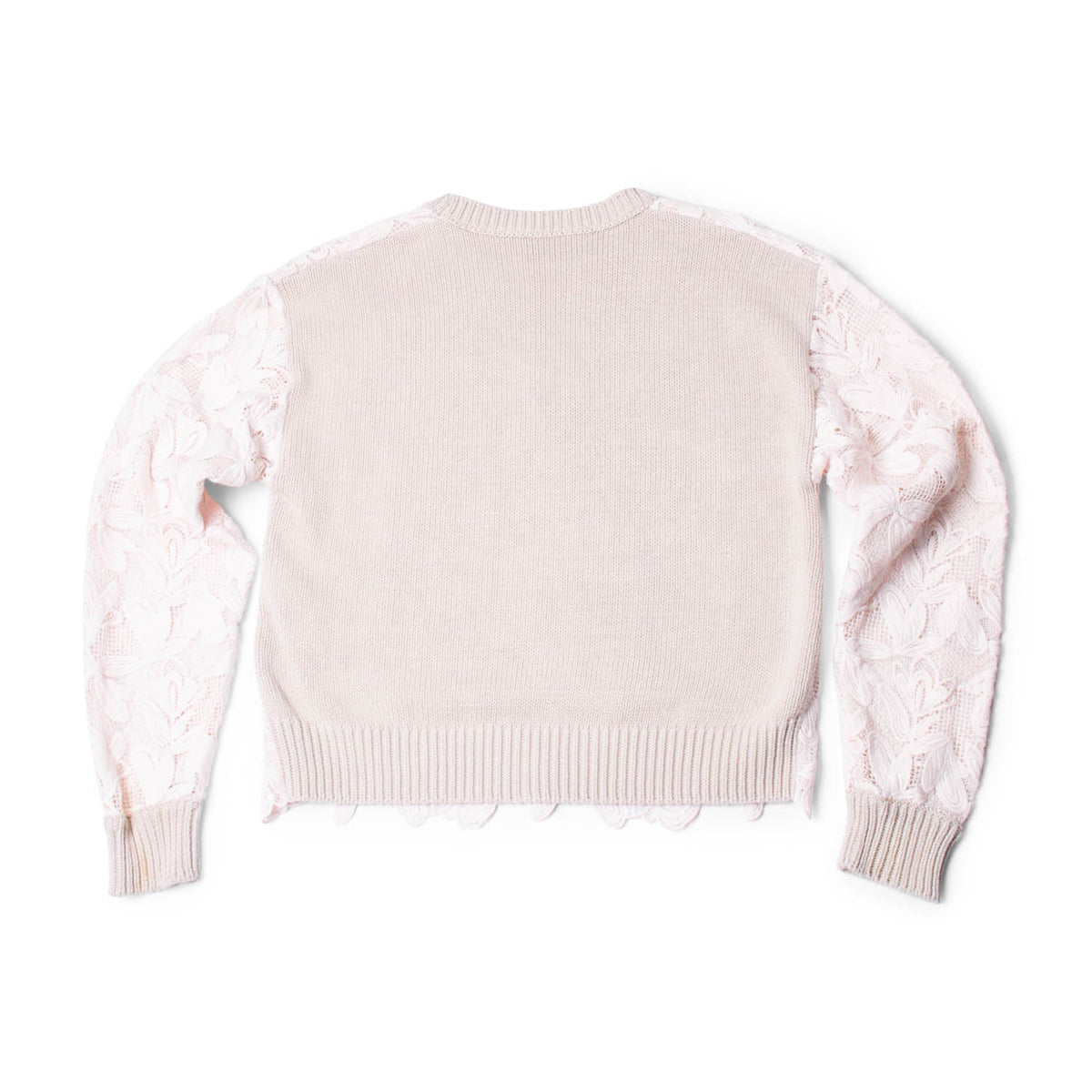 Chloe Cotton Lace Knit Sweater Taupe Pink
