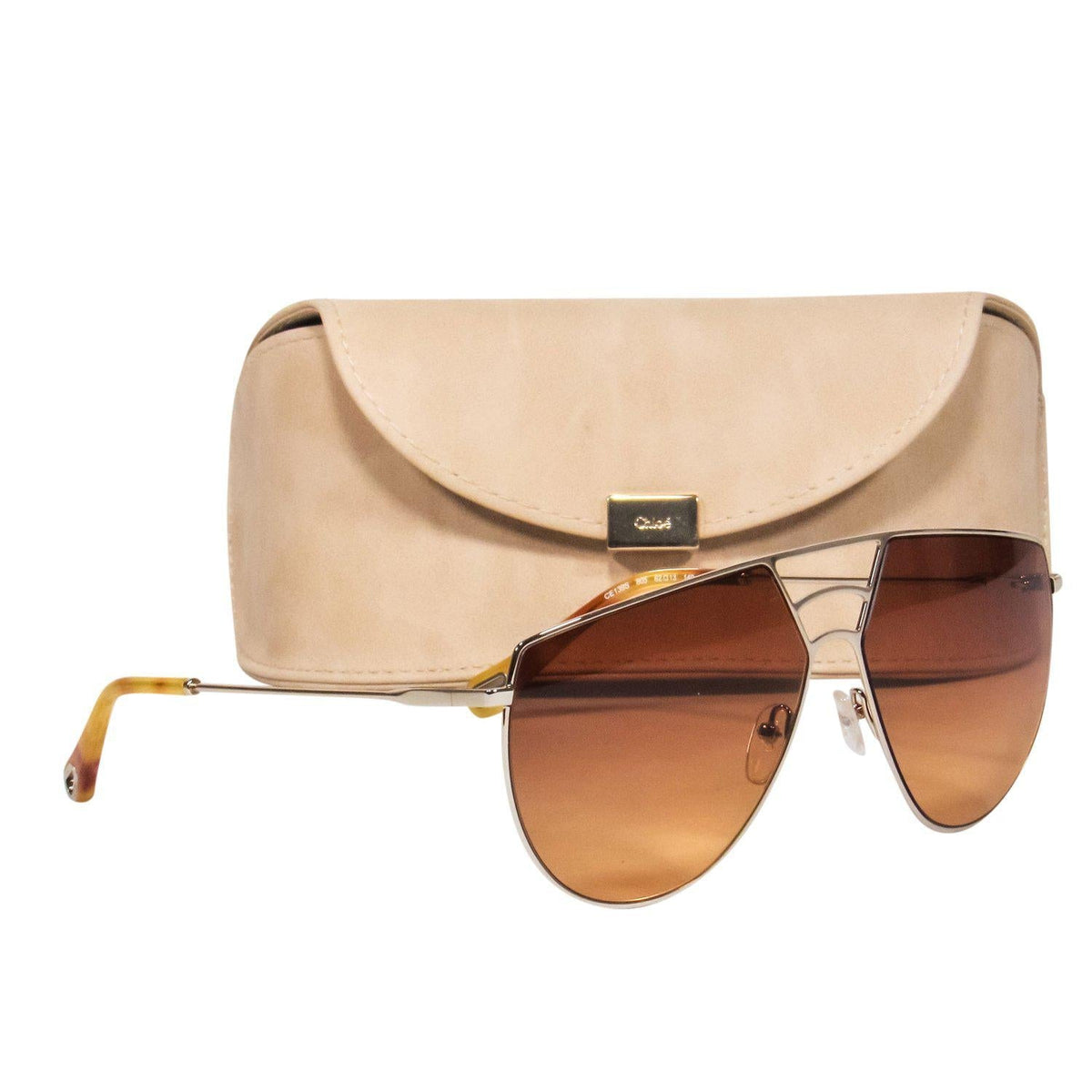 Chloe - Gold Shield-Style Sunglasses w/ Cutouts