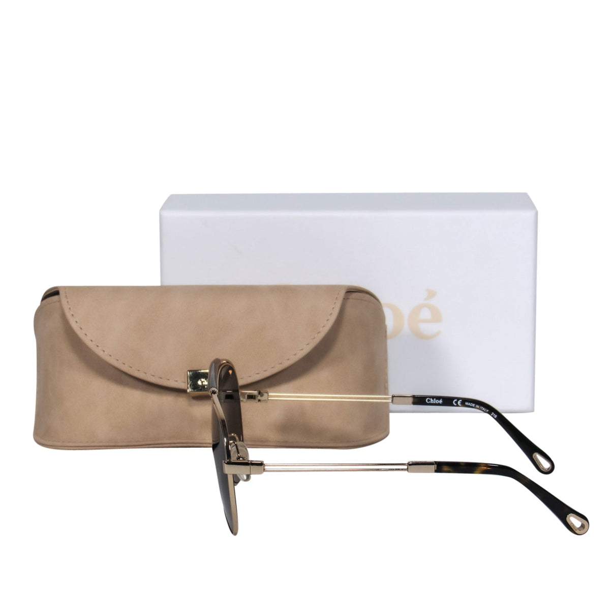 Chloe - Gold & Tortoise Shell Polarized Aviator Sunglasses w/ Brow Bar