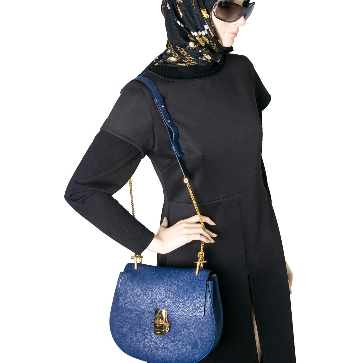 Chloe Leather Drew Messenger Bag Blue