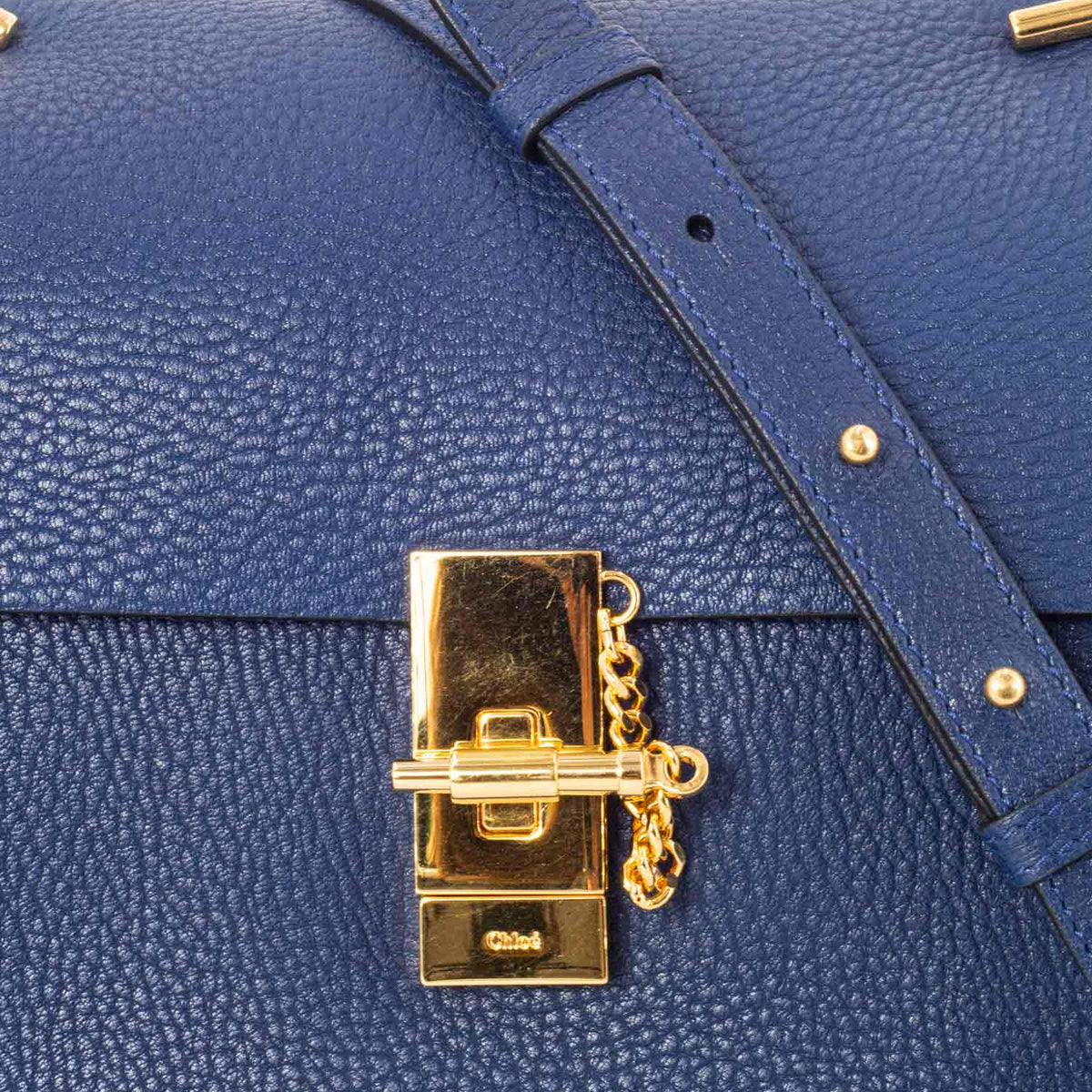 Chloe Leather Drew Messenger Bag Blue