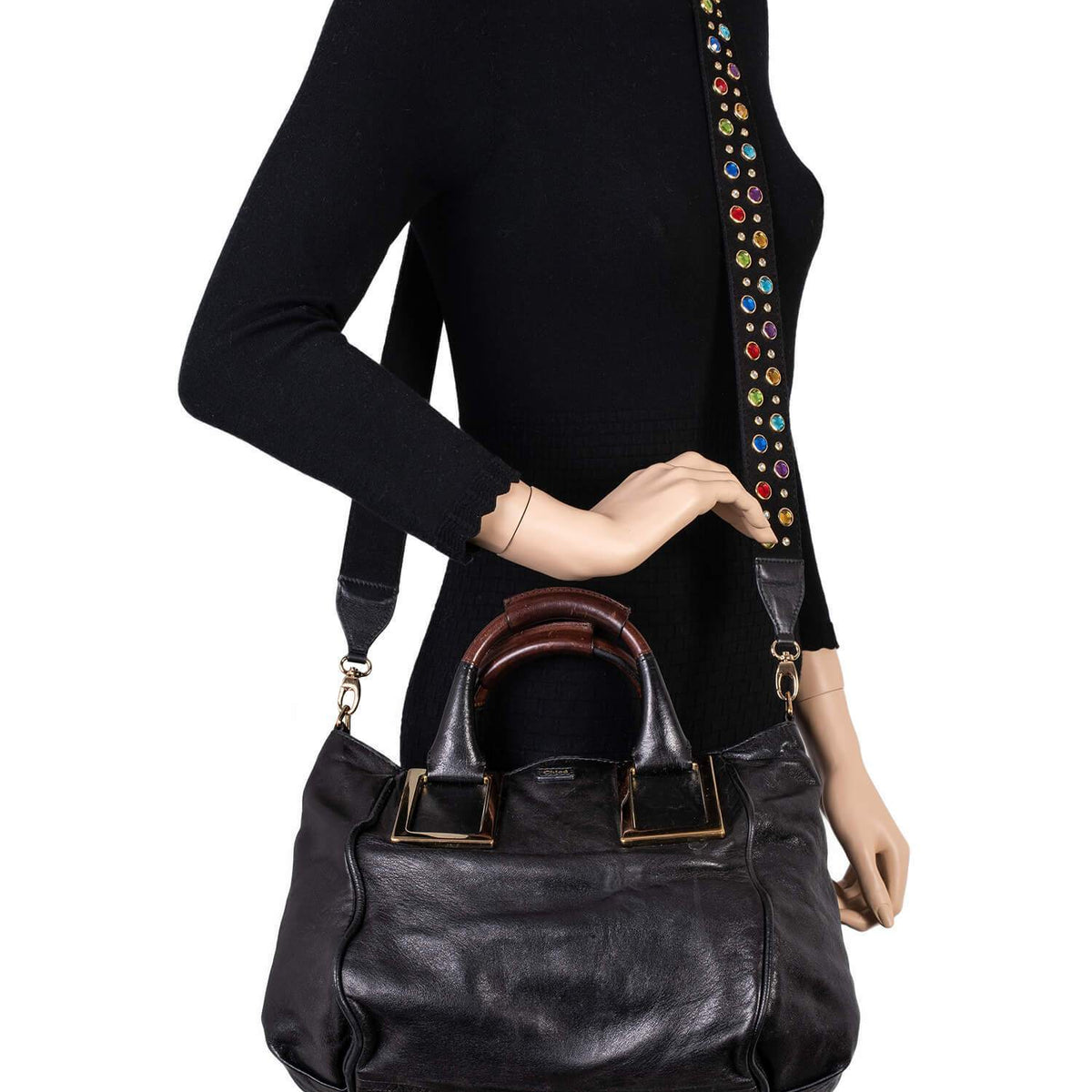 Chloe Leather Ethel Satchel Bag Black