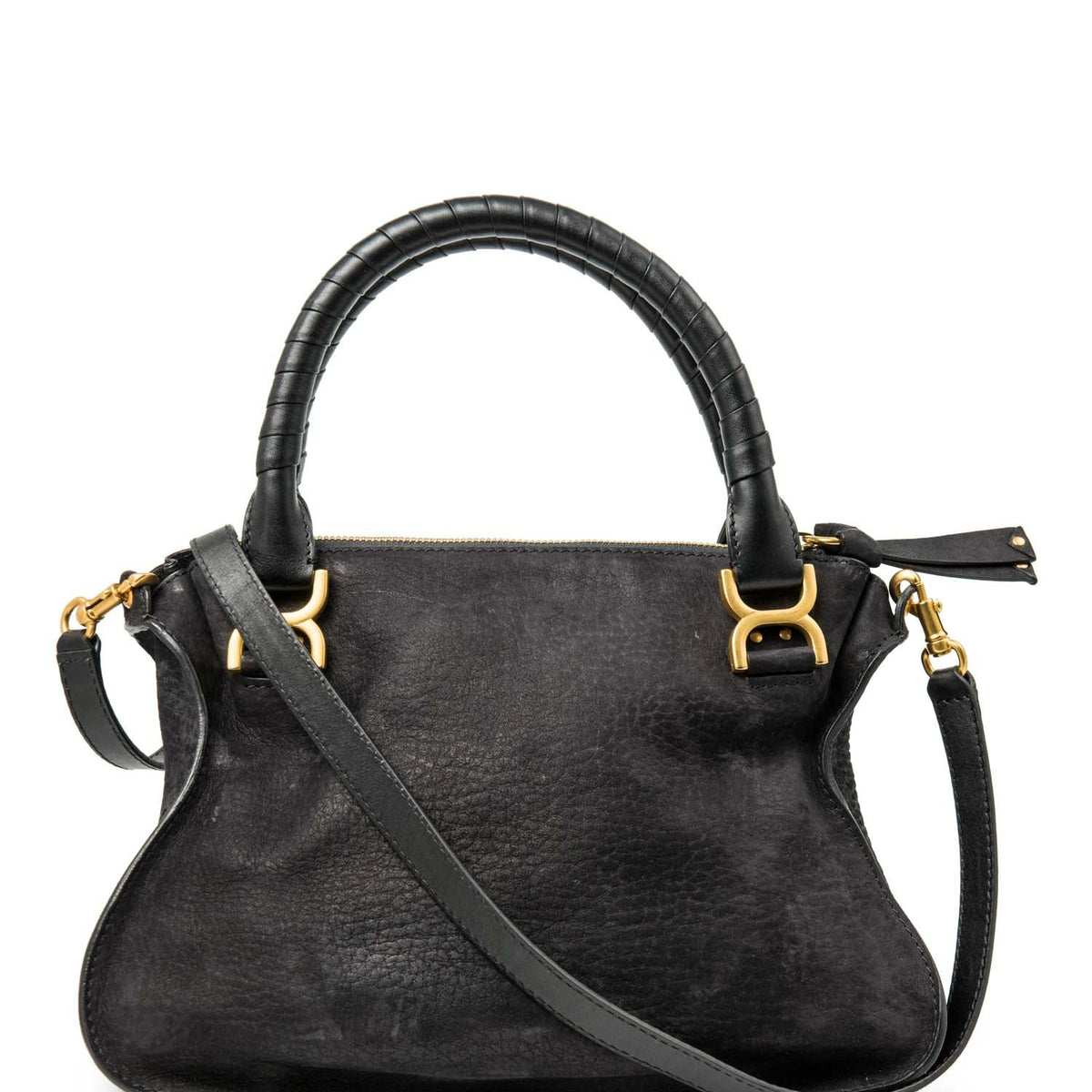 Chloe Leather Medium Marcie Saddle Bag Black