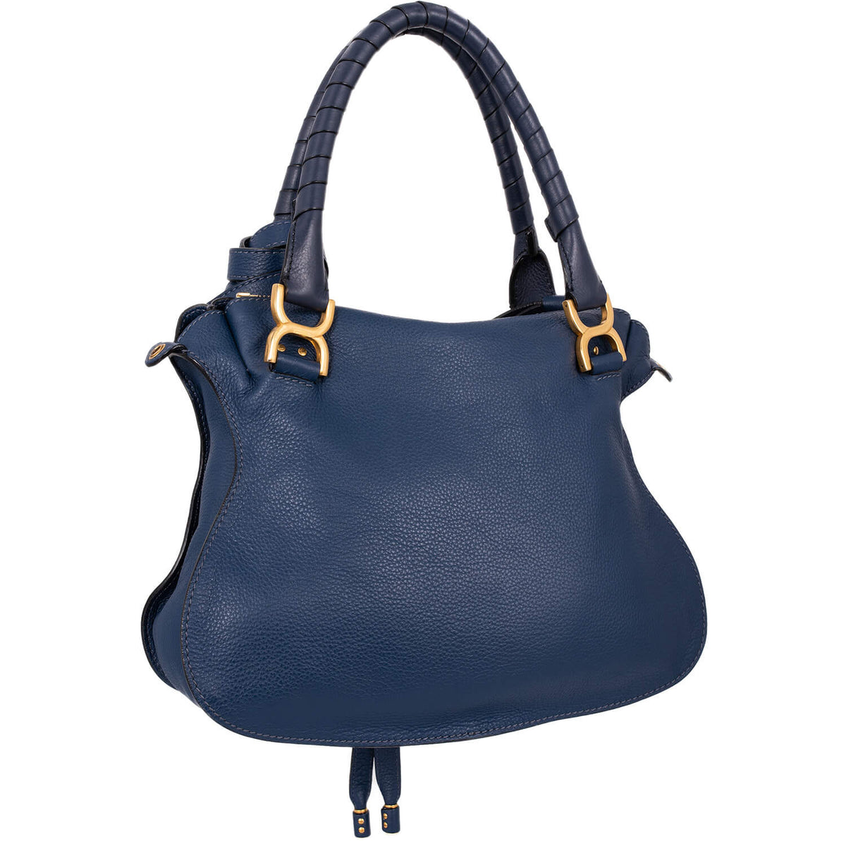 Chloe Leather Medium Marcie Satchel Bag Navy Blue