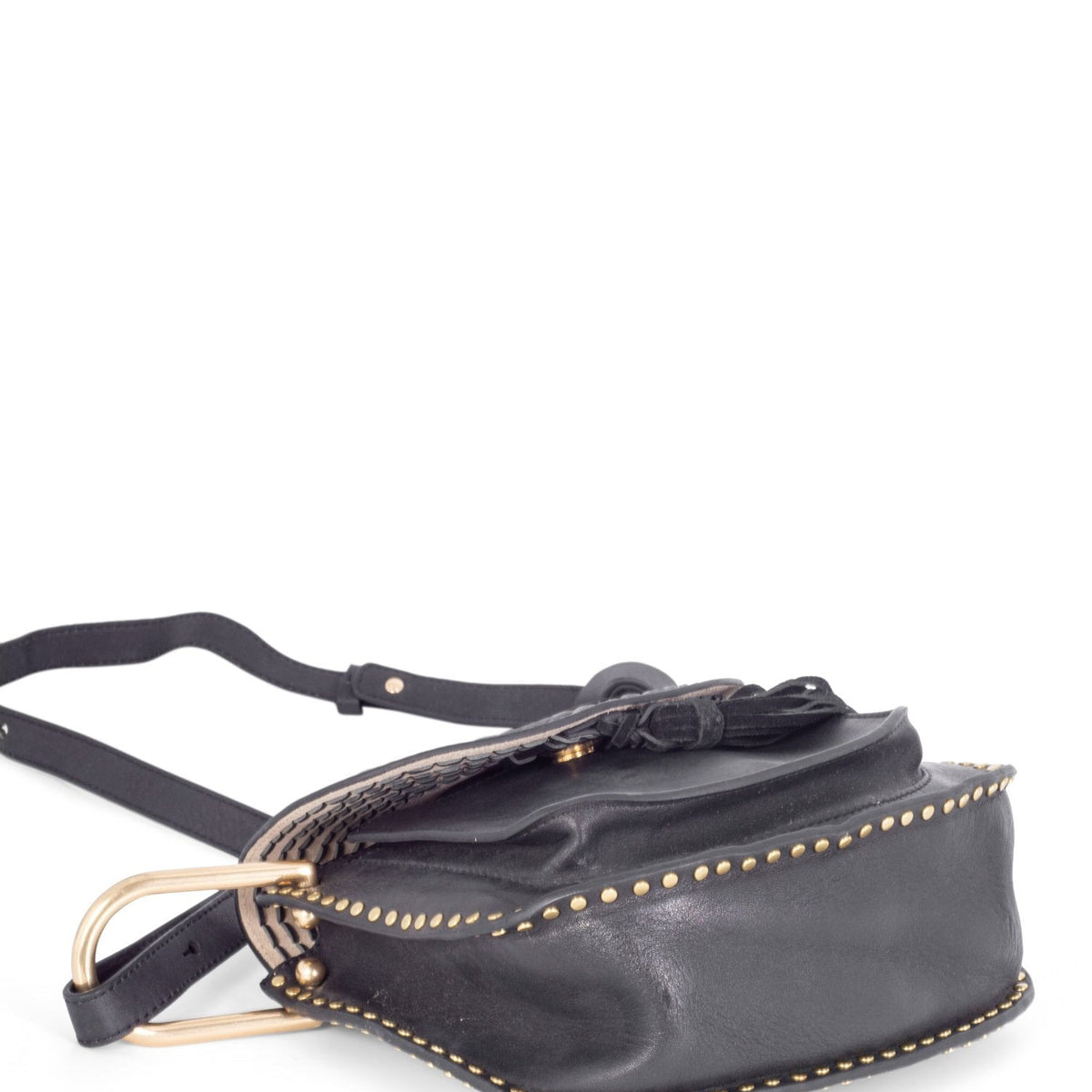 Chloe Leather Tassel Studded Hudson Cross Body Bag Black