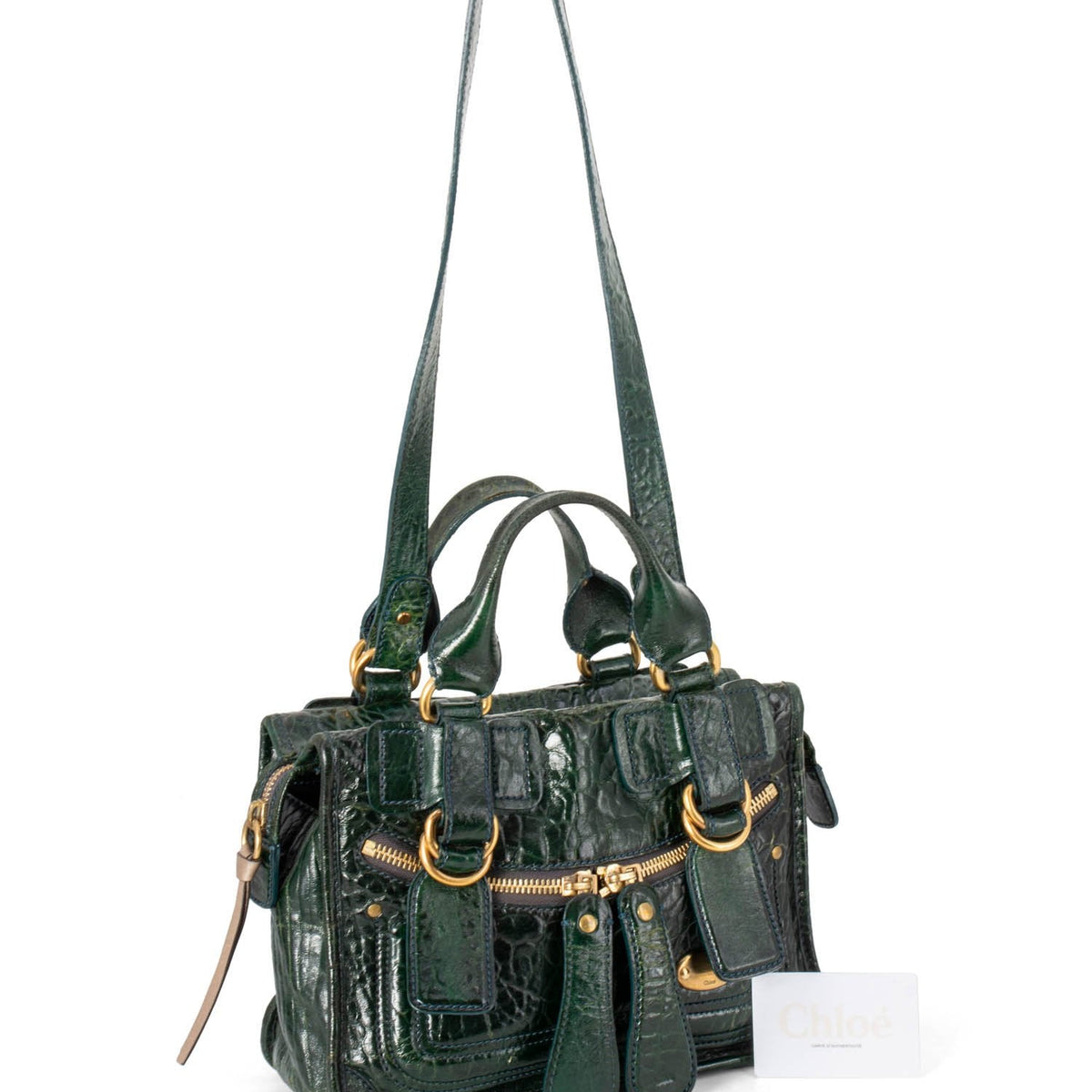 Chloe Leather Top Handle  Bag Green