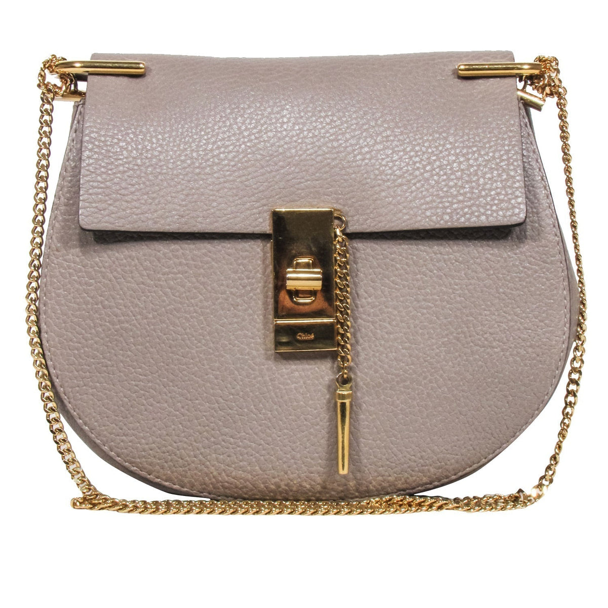 Chloe - Motty Grey Grained Lambskin Drew Shoulder Bag