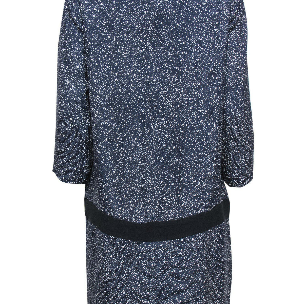 Chloe - Navy Blue & Grey Speckled Pattern Silk Shift Dress Sz 10