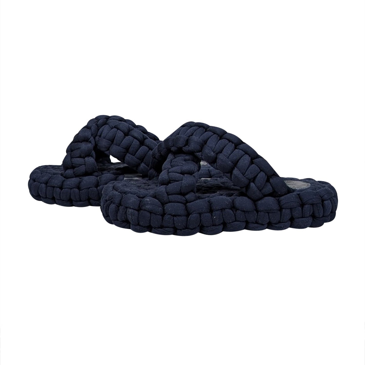 Chloe - Navy Woven Braided "Kamy" Platform Slide Sandals Sz 7