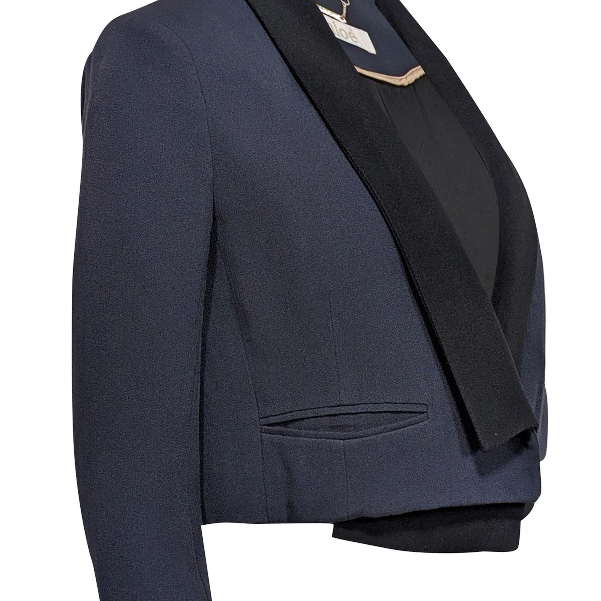 Chloe - Navy w/ Black Lapel Cropped Blazer Sz M