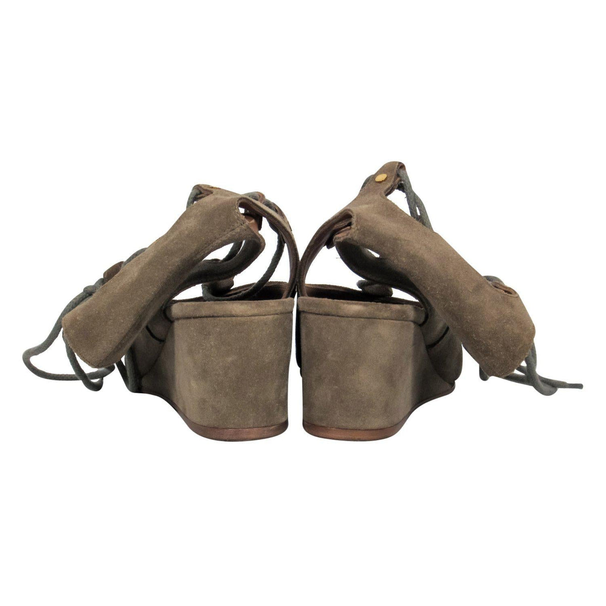 Chloe - Olive Suede Lace-Up Wedge Sandals Sz 7