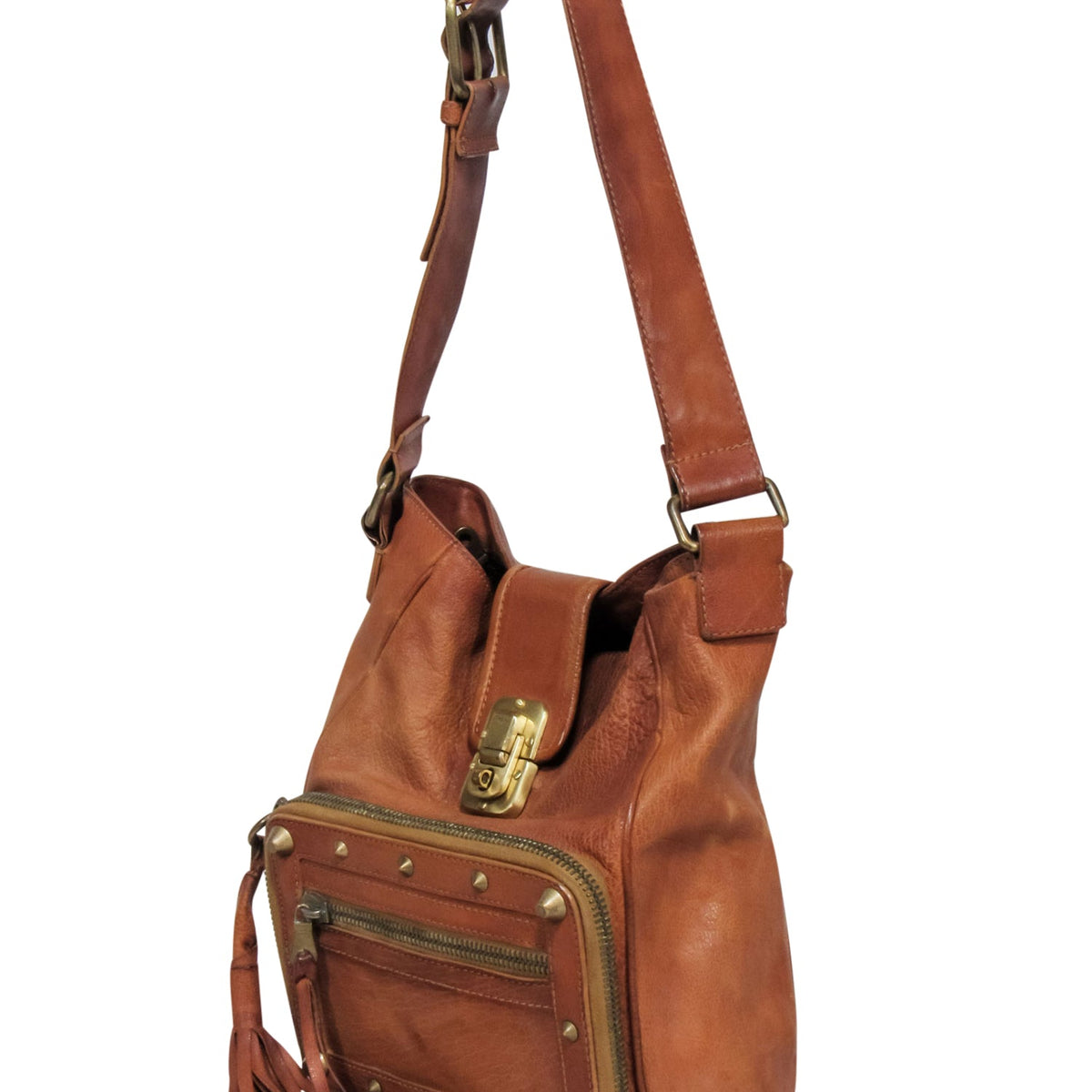 Chloe - Tan Leather Rectangular Shoulder Bag