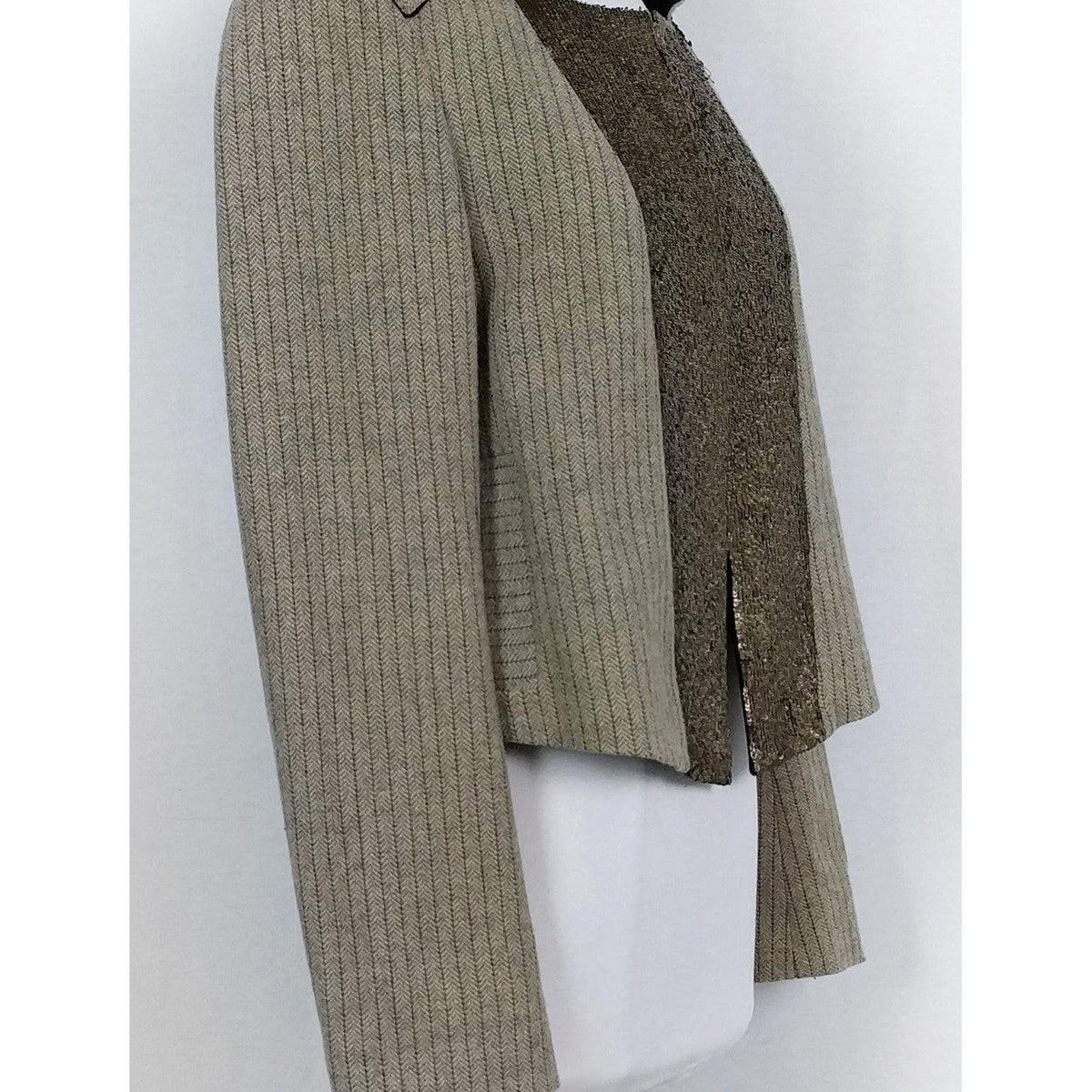 Chloe - Tan Striped Sequin Jacket Sz 6