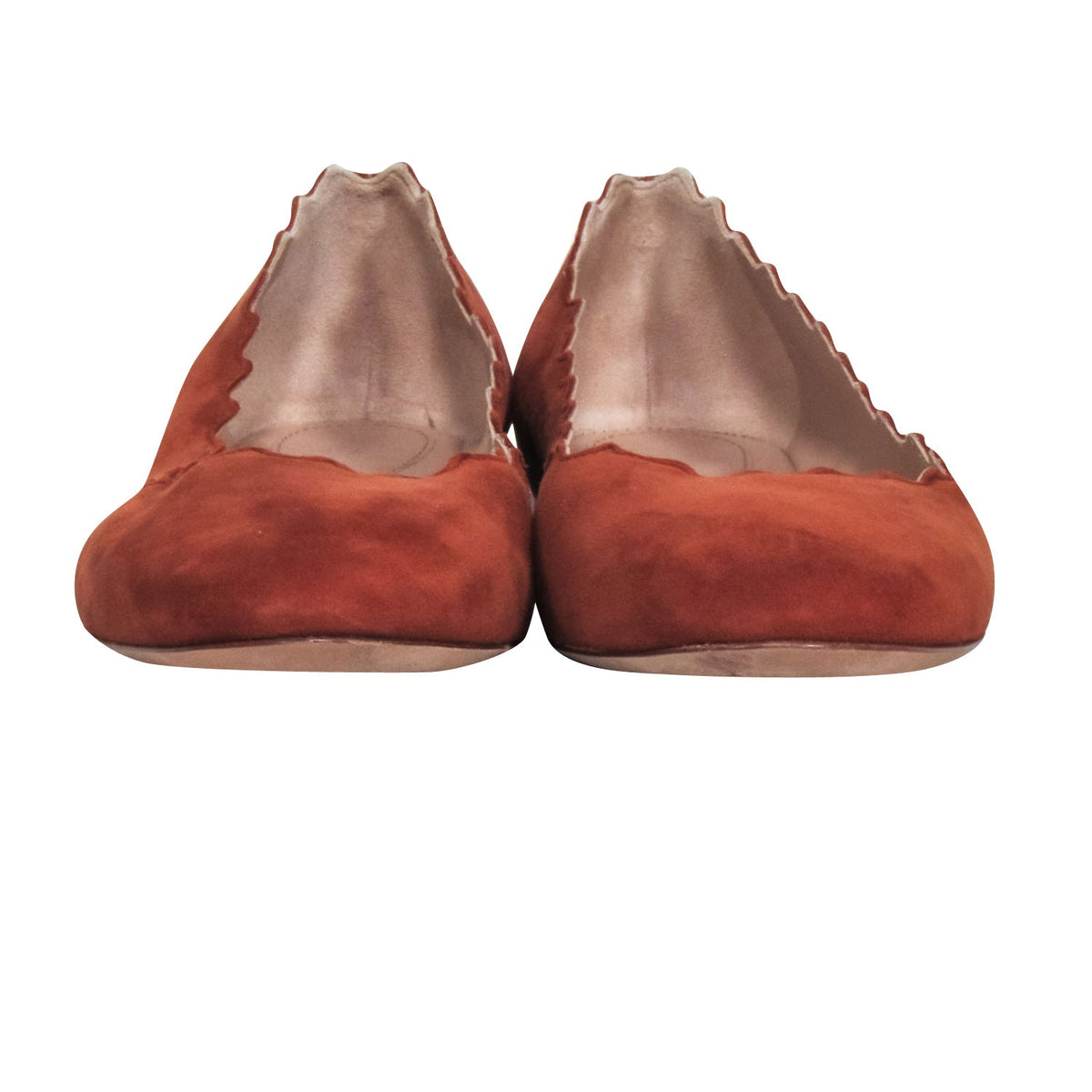 Chloe - Tan Suede Scallop Edge Flats Sz 6