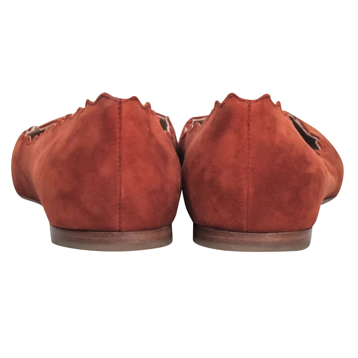 Chloe - Tan Suede Scallop Edge Flats Sz 6