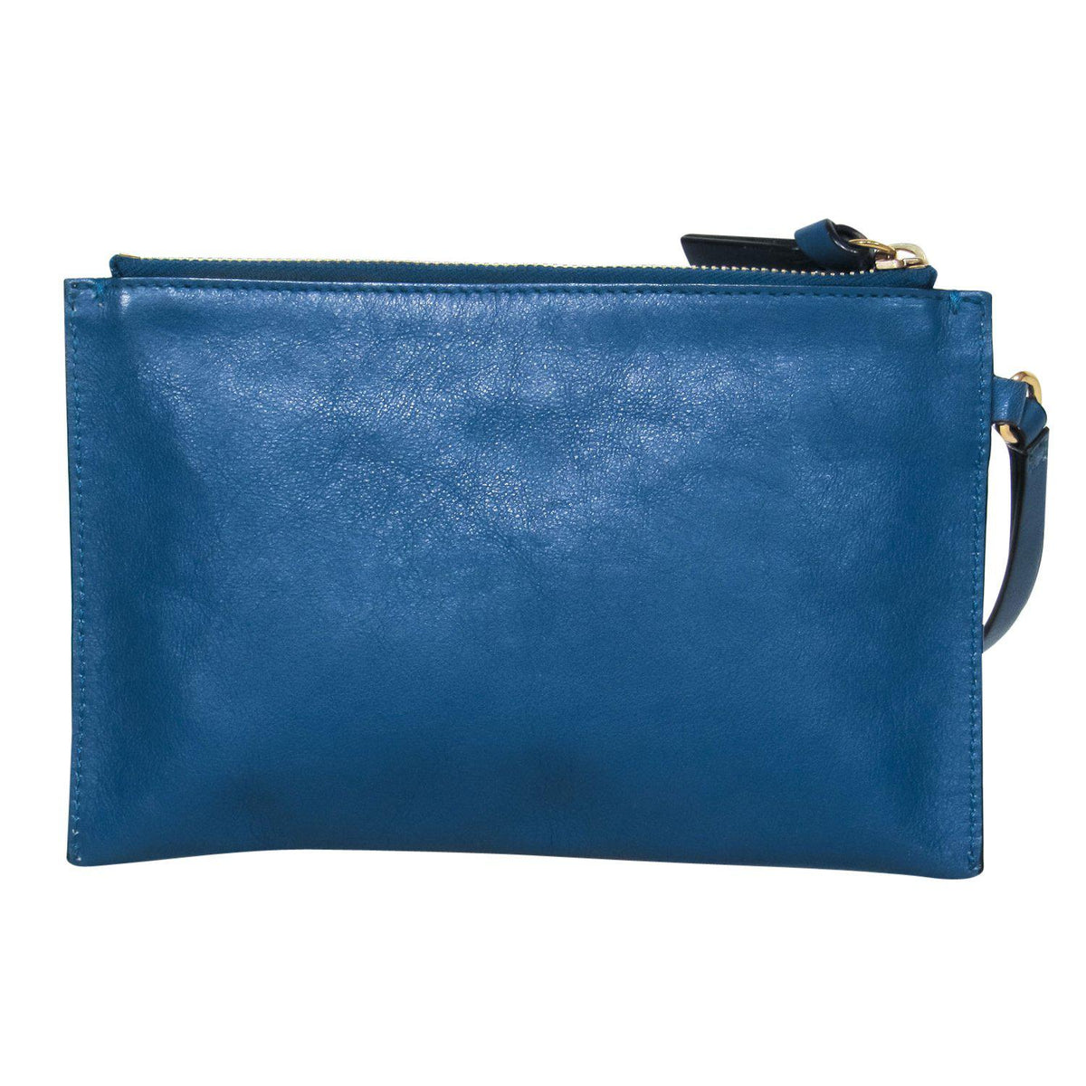 Chloe - Teal Leather Zippered Wristlet
