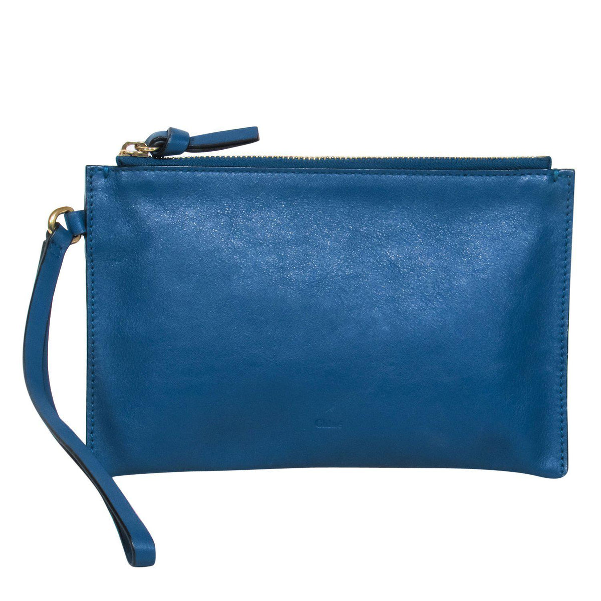 Chloe - Teal Leather Zippered Wristlet