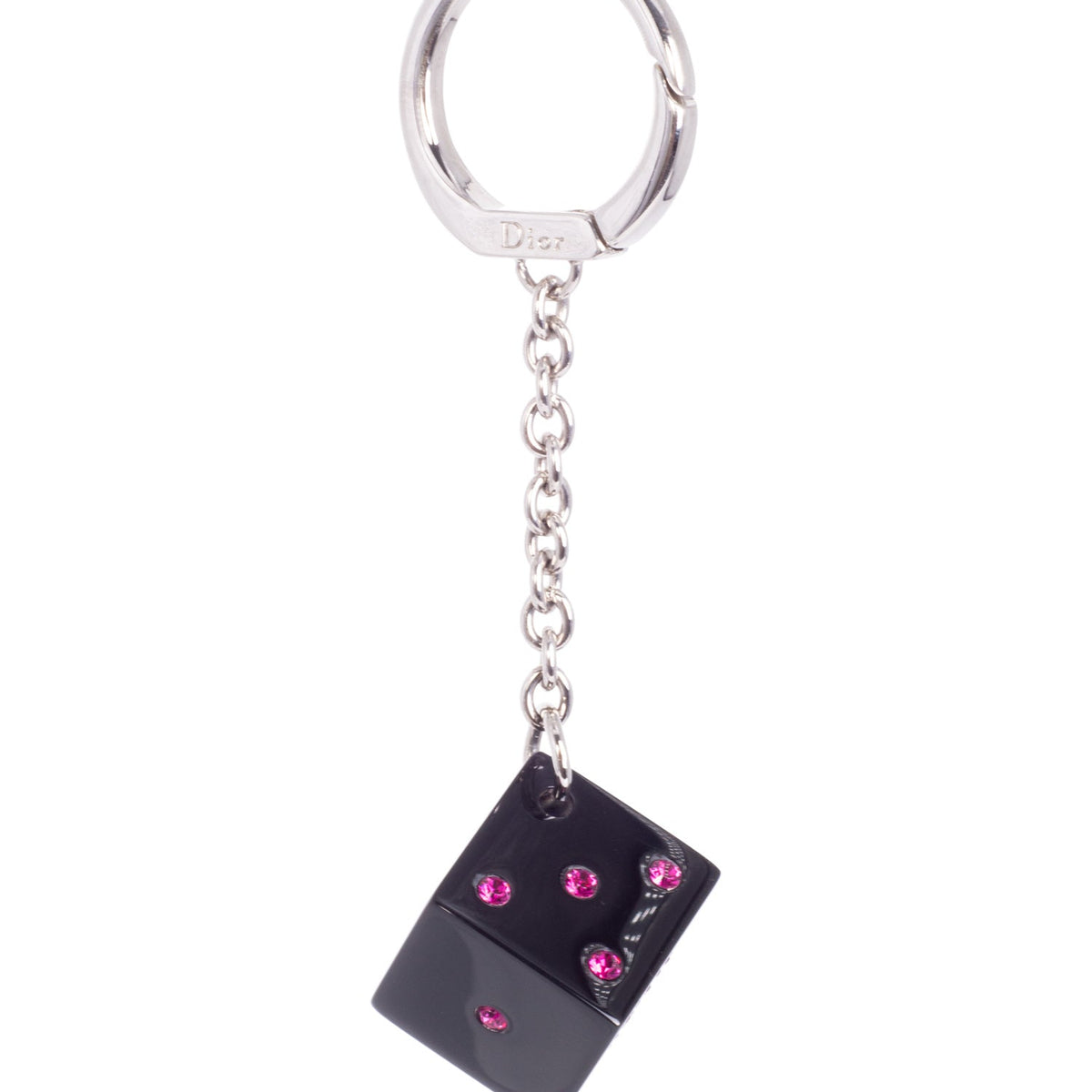 Christian Top quality Dior CD Logo Swarovski Crystal Dice Bag Charm Black Pink