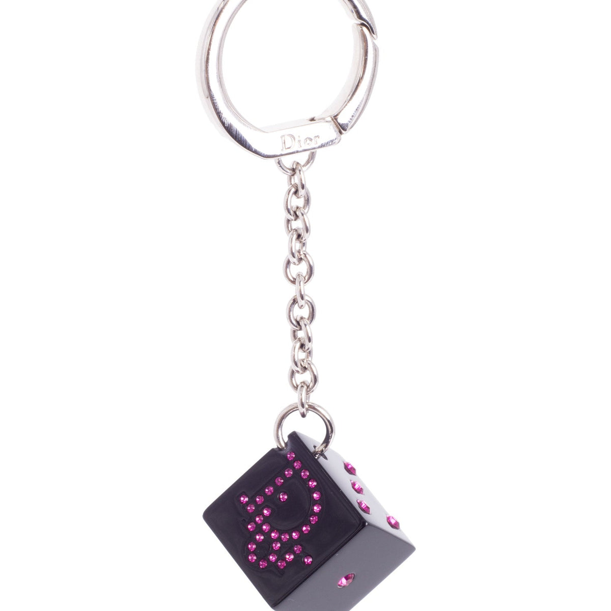 Christian Top quality Dior CD Logo Swarovski Crystal Dice Bag Charm Black Pink