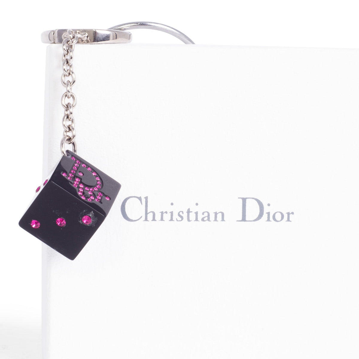 Christian Top quality Dior CD Logo Swarovski Crystal Dice Bag Charm Black Pink