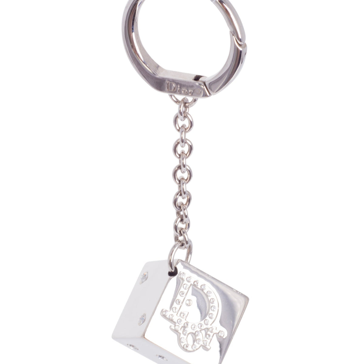 Christian Top quality Dior CD Logo Swarovski Crystal Dice Bag Charm Silver